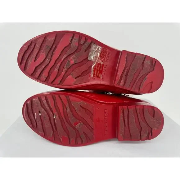 Michael Kors Fulton Harness Rain Boots Red Cabin City Fall Spring Chic  Size 6 - Picture 7 of 9